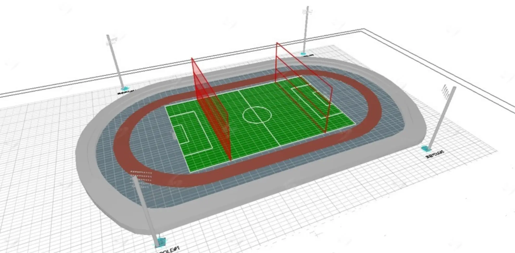 kiểm tra độ rọi các bề mặt dọc trong thiết kế chiếu sáng sân vận động