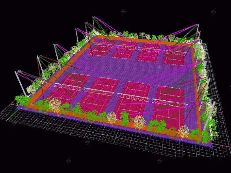 Thiết kế chiếu sáng sân tennis đơn giản cho chủ sân